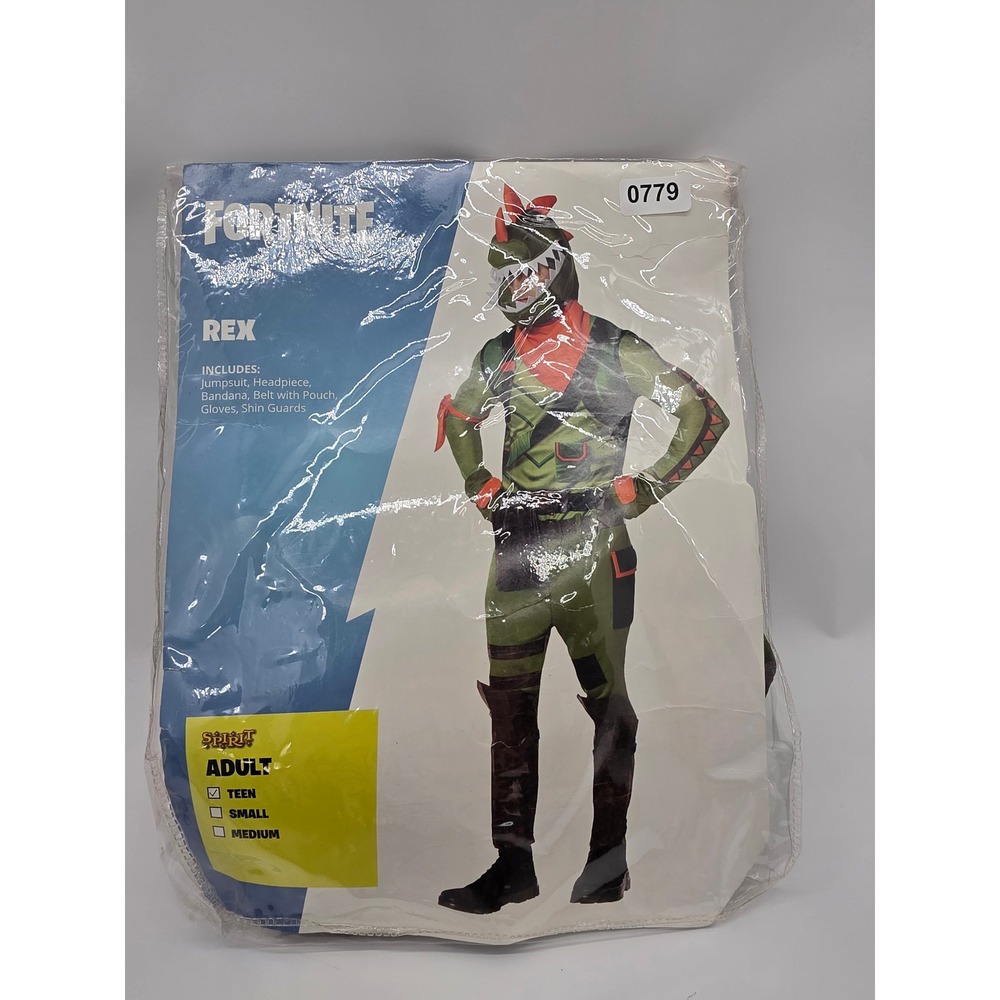 Fortnite Rex Costume Spirit Halloween Adult Teen Green Dinosaur Jumpsuit Set